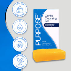 Purpose cleansing bar lather on skin demonstrates mild foam for effective cleansing