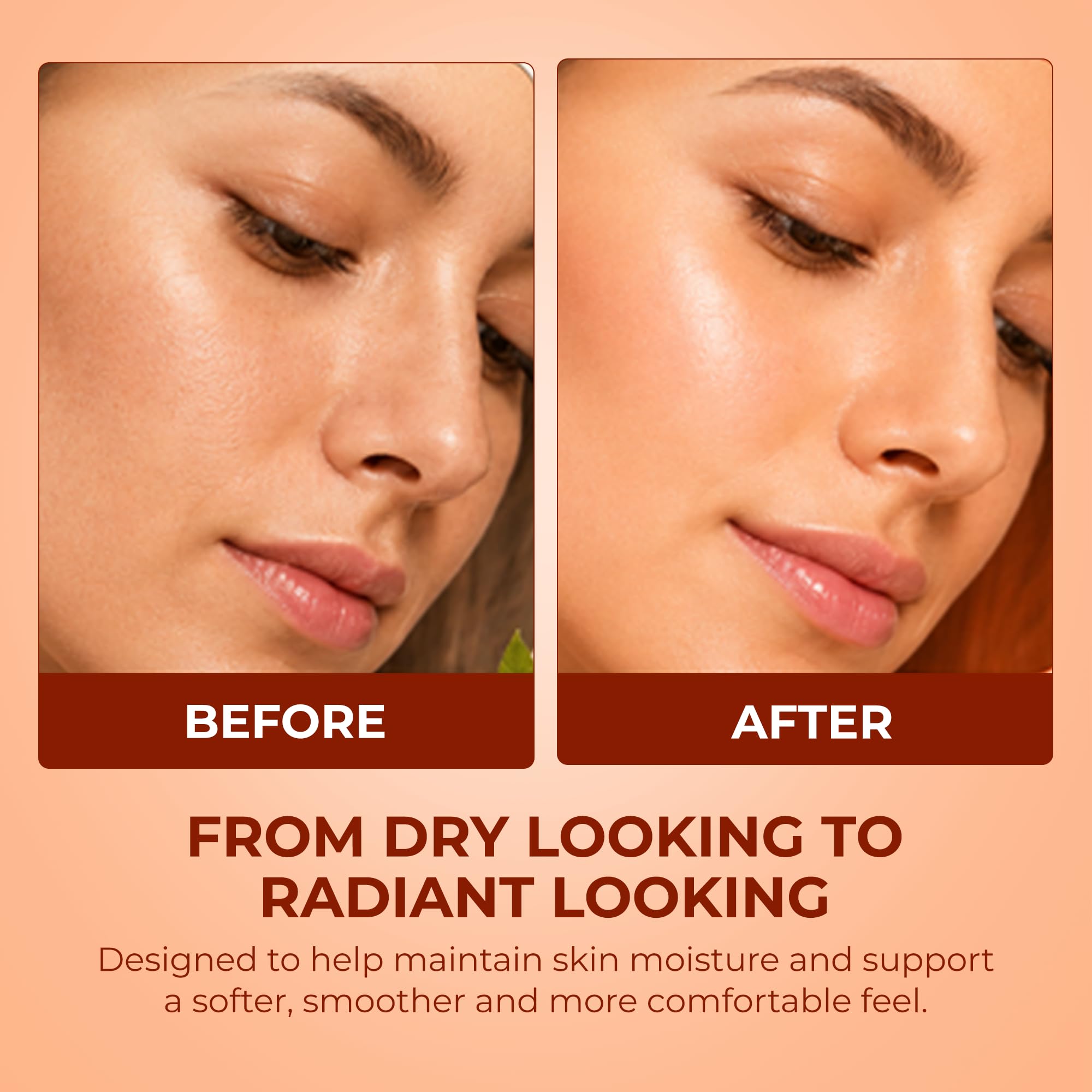 PURSONIC oil applied to cheek demonstrating hydration and non-greasy finish