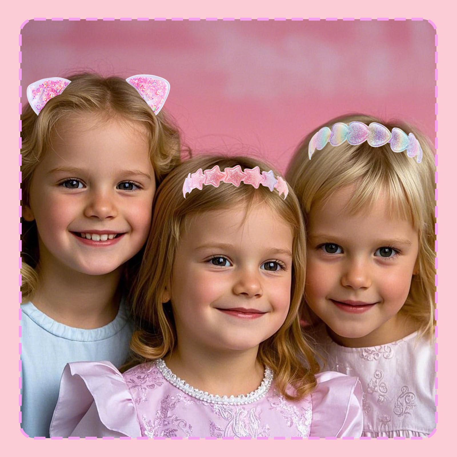 PUSABAOWO headbands in a party scene adding festive flair