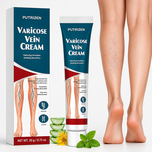 PUTRIZEN front packaging showing product and key botanicals for visible veins