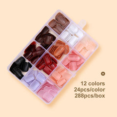 Puyokinm adhesive tabs and manicure tools neatly arranged for fast at-home use