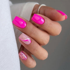 Puyokinm front packaging showing hot pink full-cover nails and kit components for quick application