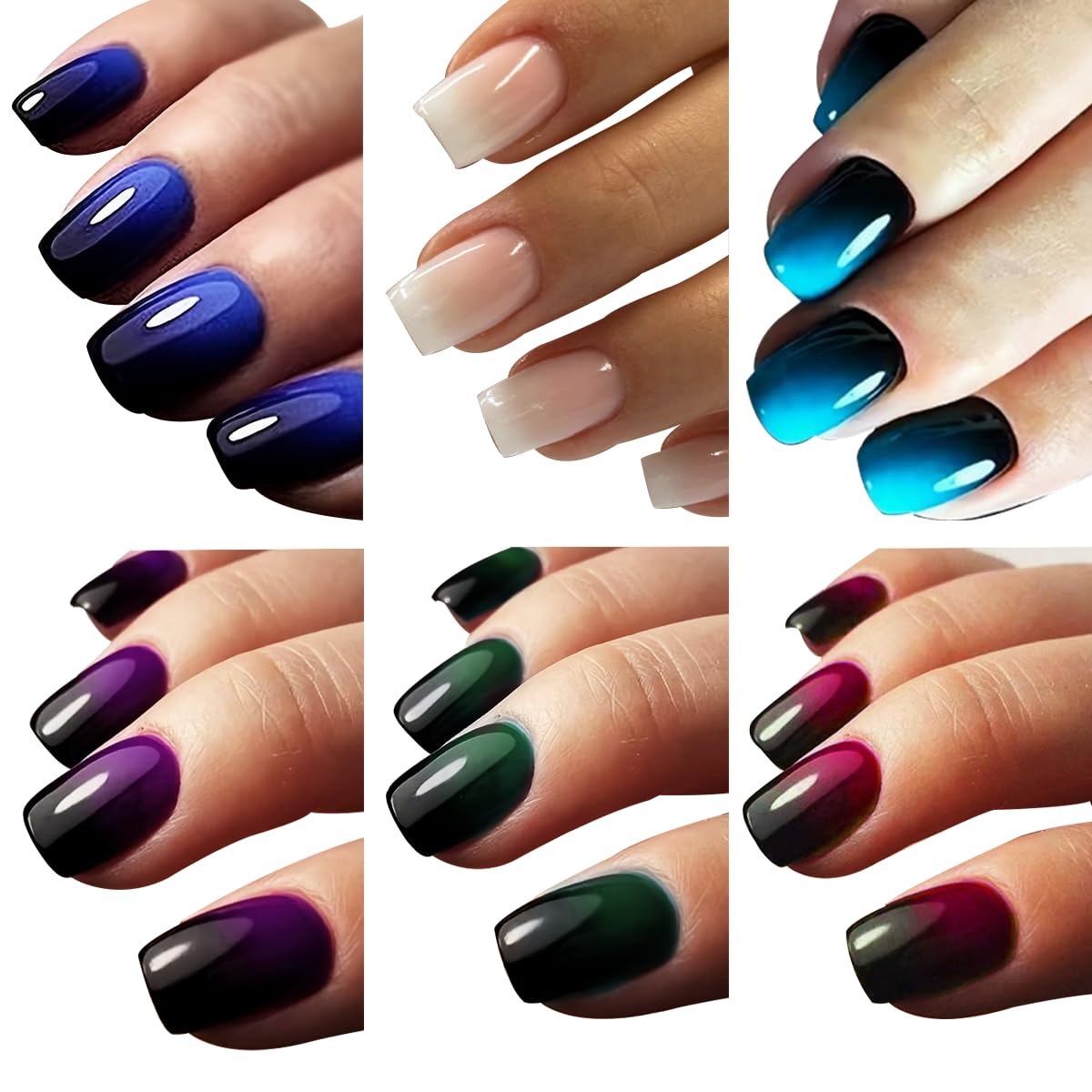 Puyokinm front packaging showing full 6-pack ombre set and included accessories for ready-to-use nails