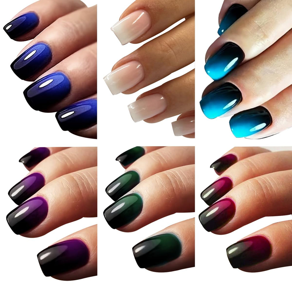 Puyokinm front packaging showing full 6-pack ombre set and included accessories for ready-to-use nails