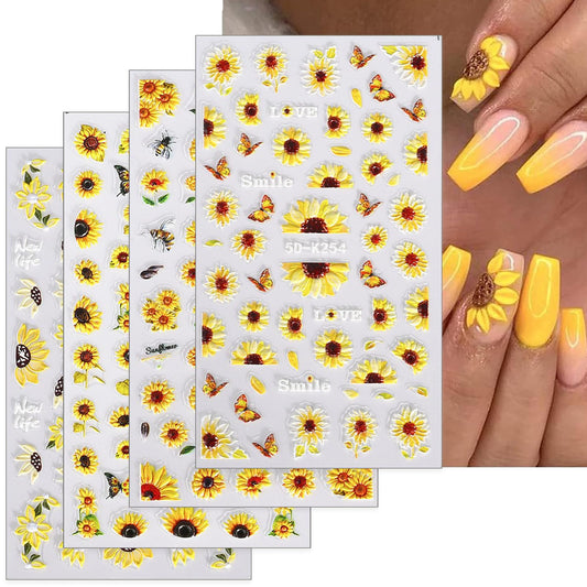 Puyokinm front packaging showing four sunflower sticker sheets and contents benefit quick selection