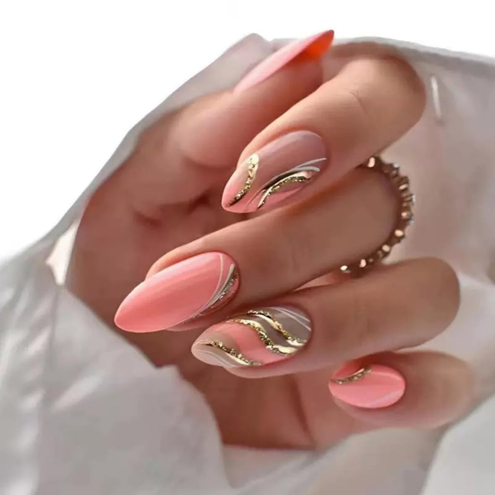 Puyokinm press-on nails in use on hand demonstrating quick salon-style manicure