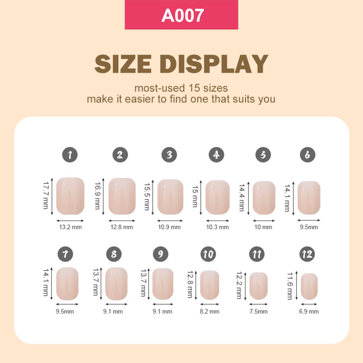 Puyokinm nail size comparison on finger showing proper scale and comfortable length