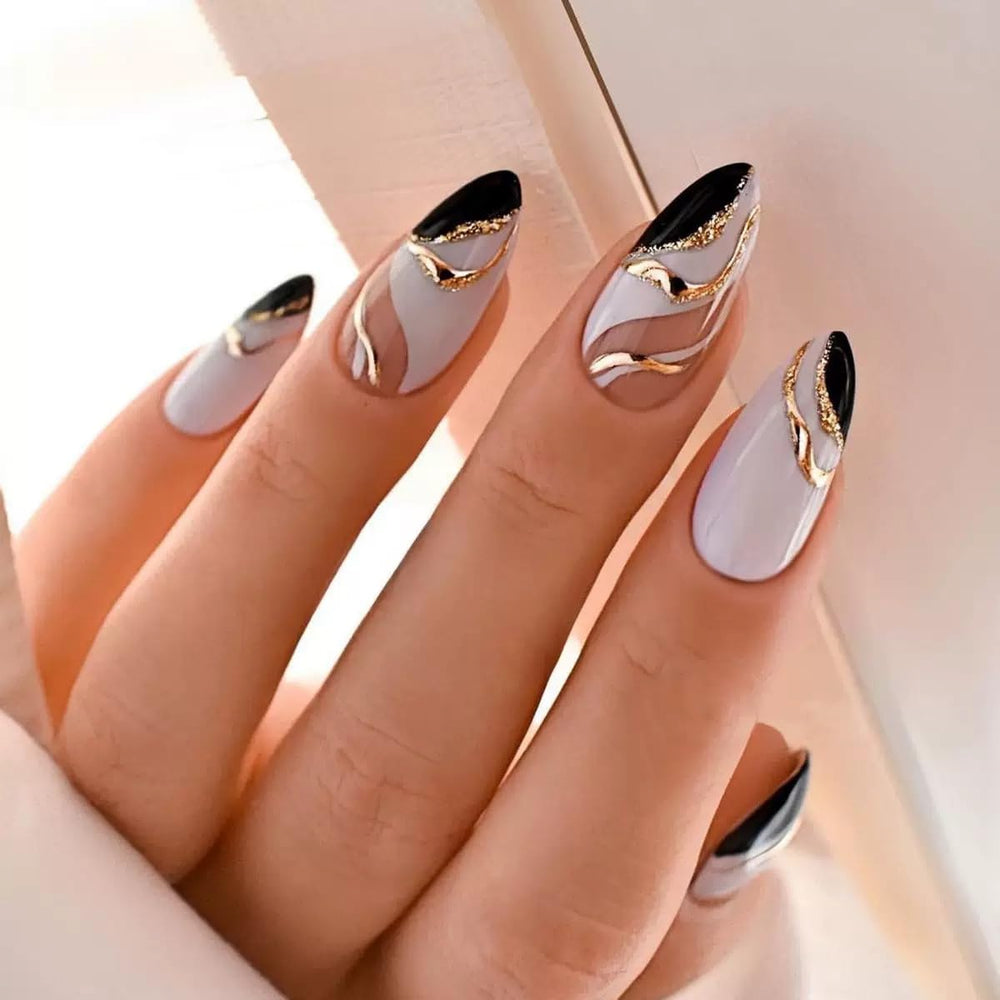 puyokinm side profile of medium almond nail demonstrating shape fit