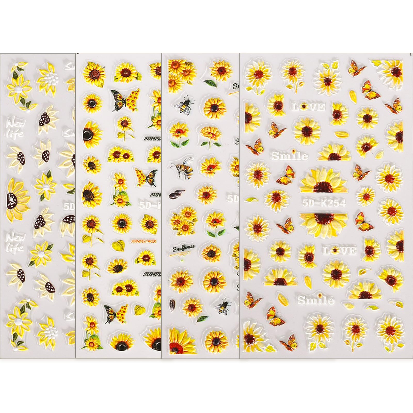 Puyokinm sheet displaying varied sunflower patterns offering customization and mix-and-match