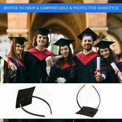 Pvoiue lifestyle shot on graduation stage, prevents cap slip and photo mishaps