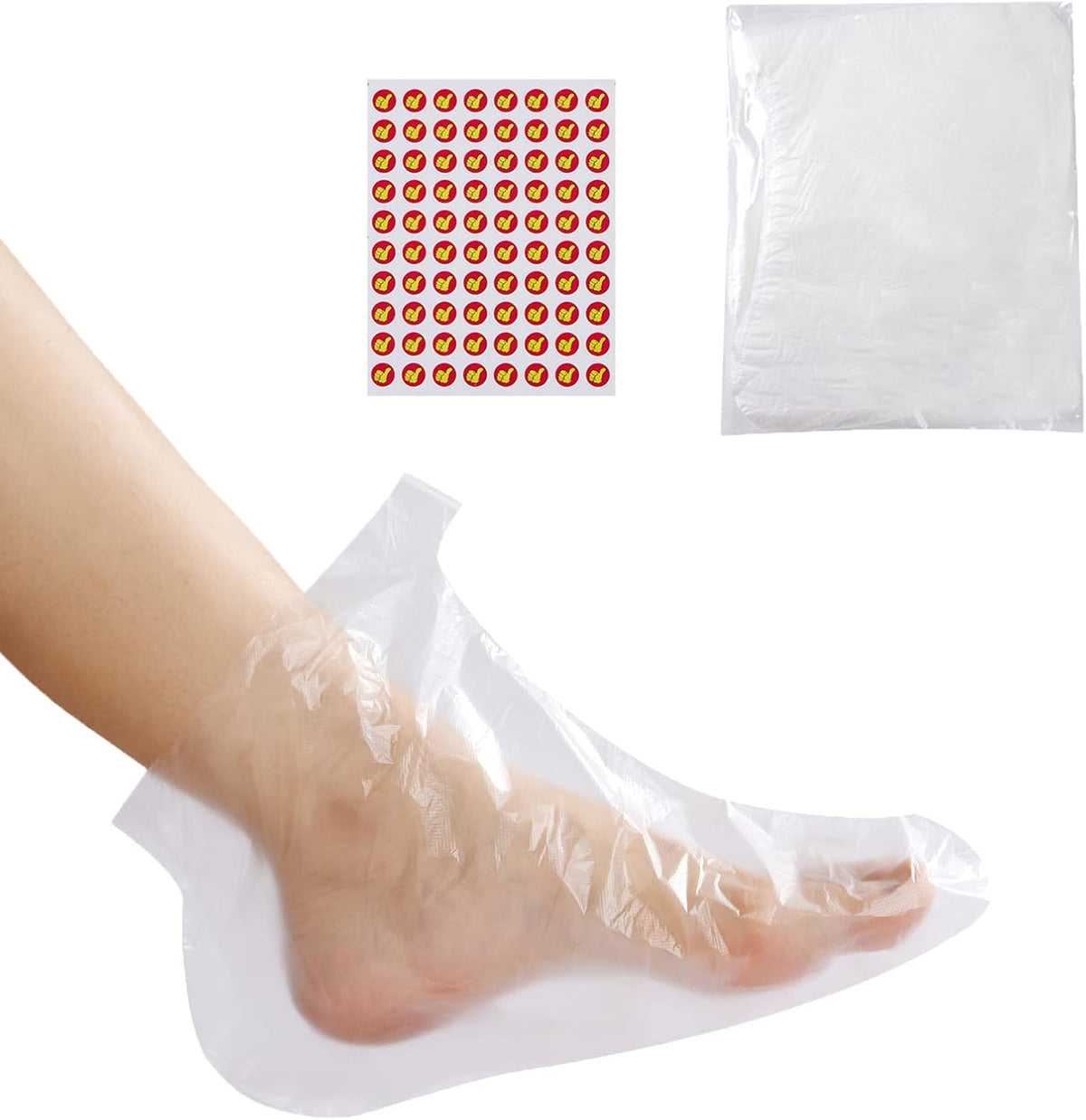 PVWSG front packaging showing 300 clear foot covers and 320 stickers for convenience