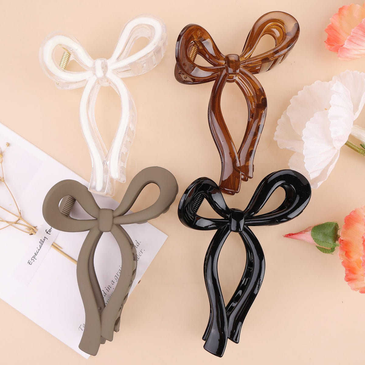 PWEOUKE bow hair clip front view showing polished finish and elegant shape benefit hold