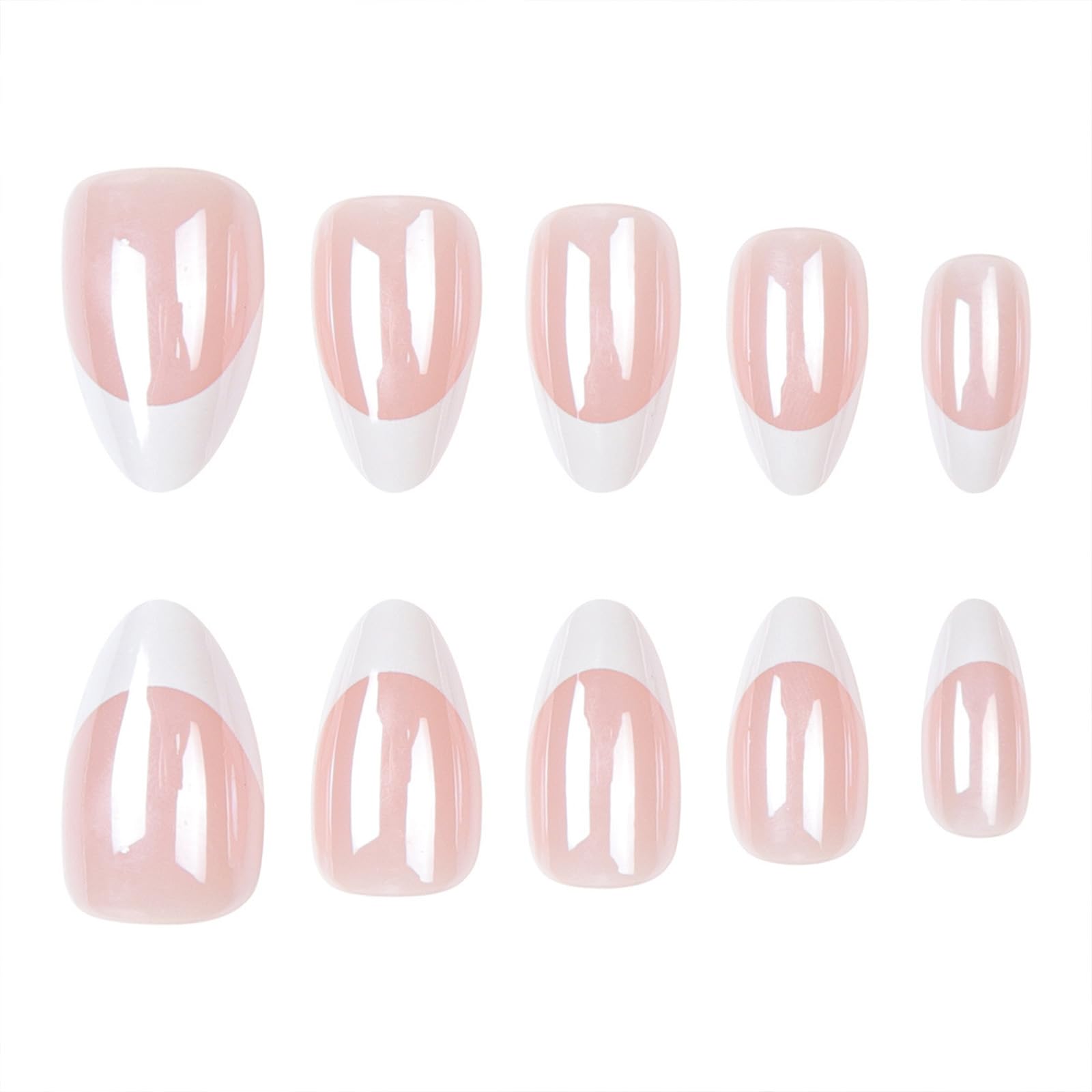 PXUEZAY close-up of white French tip gloss highlighting smooth high-shine finish