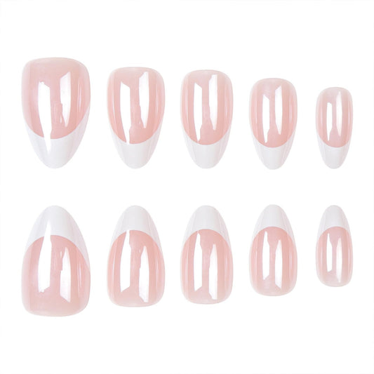 PXUEZAY close-up of white French tip gloss highlighting smooth high-shine finish