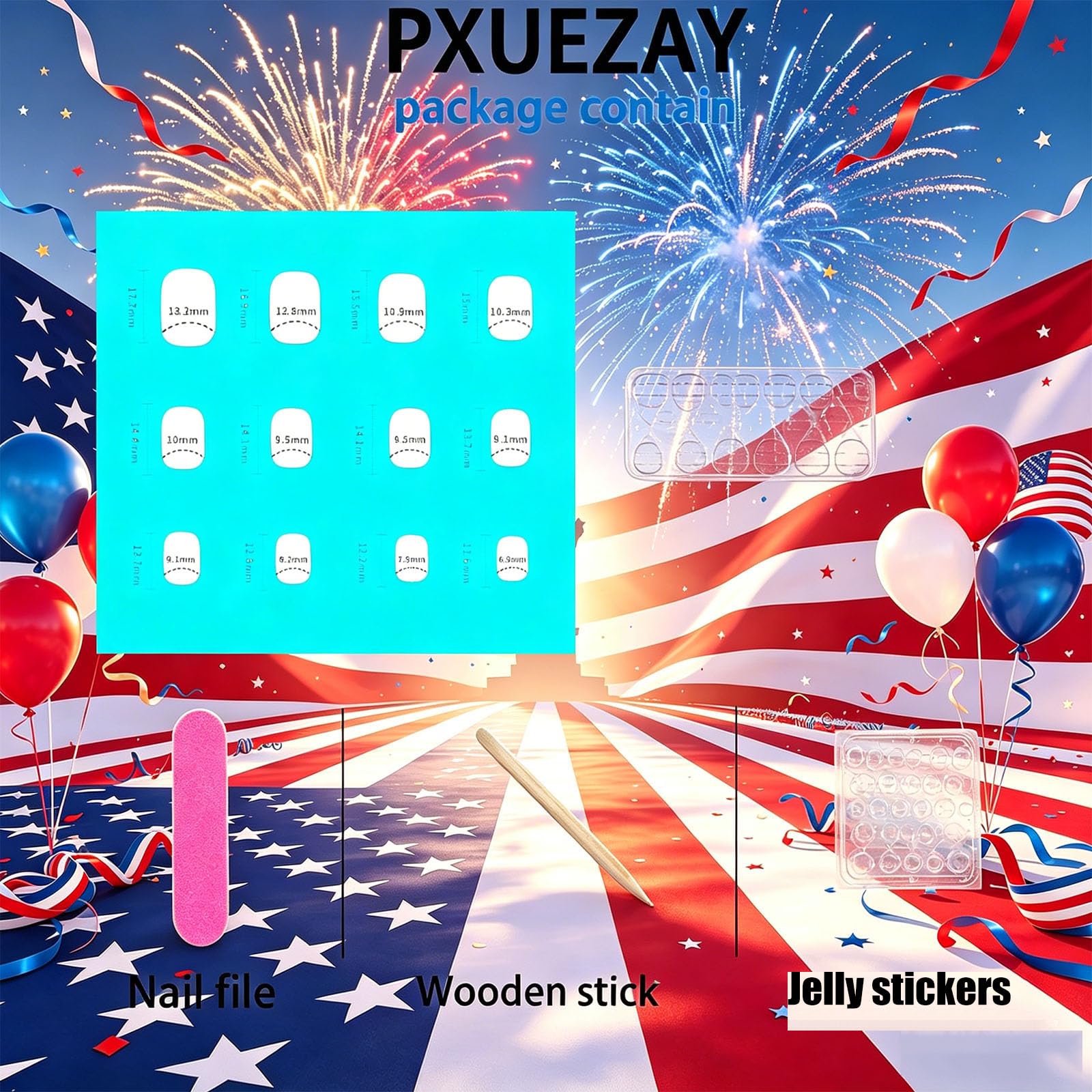 PXUEZAY styled with summer outfit to show holiday-ready manicure coordination