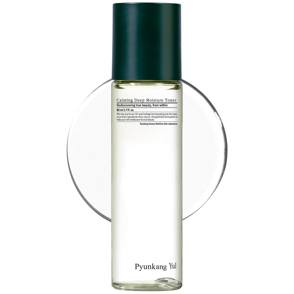 Pyunkang Yul front packaging showing bottle and label, clear calming benefit