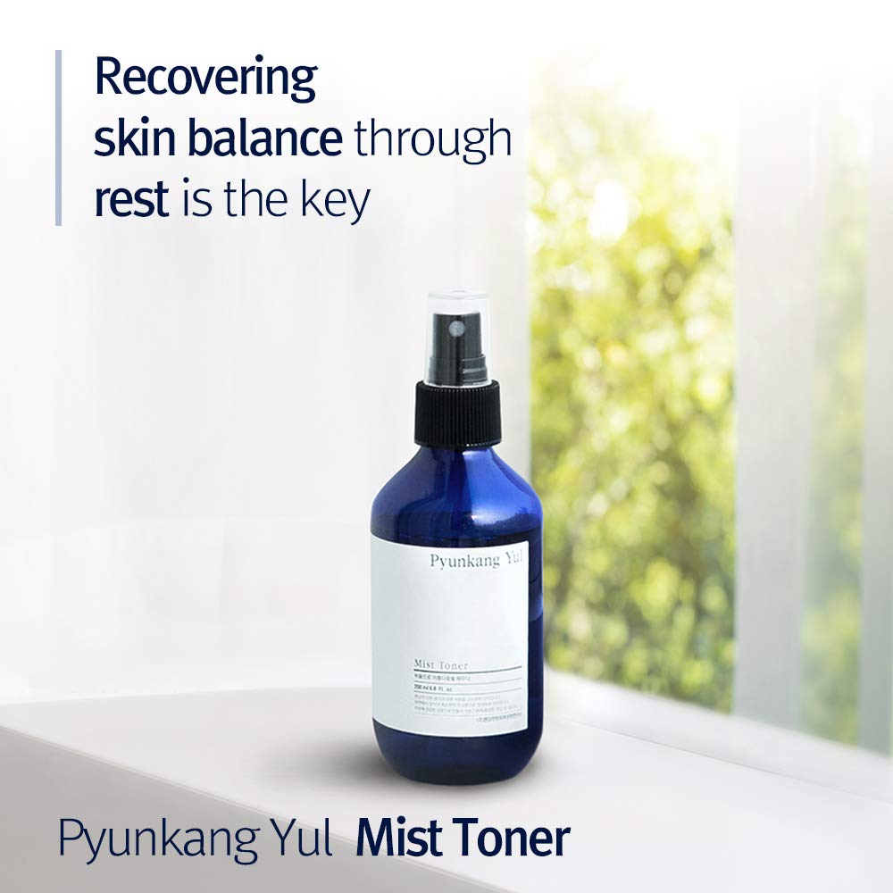 Pyunkang Yul ingredient jars and oils showcasing natural botanicals and antioxidant support