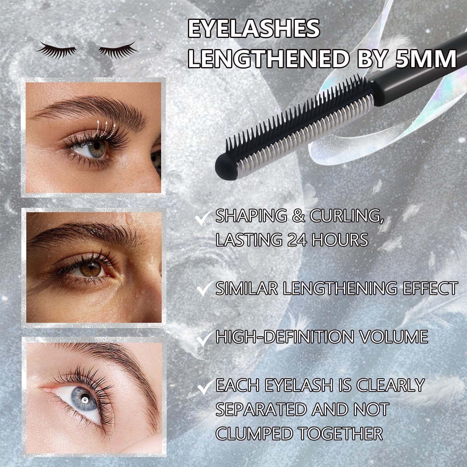 Qawnfy before and after lashes demonstrating added volume and curl