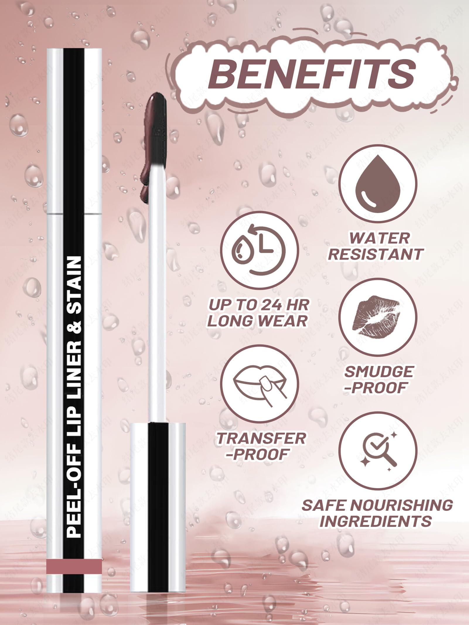 QCMME on lips closeup displaying rich espresso color and definition
