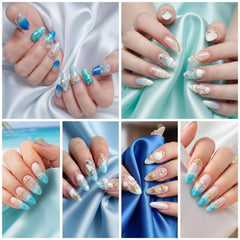 Qdsuh charms applied on acrylic nail demonstrating secure placement and beach style