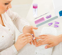 Qdsuh tools in use removing gel polish demonstrating controlled, easy polish removal