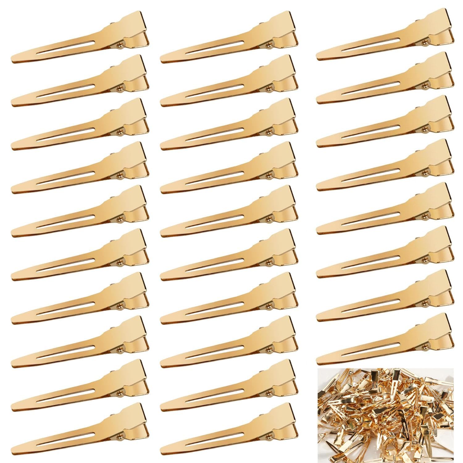 Qearl front pack of 120 gold curl clips, durable and professional