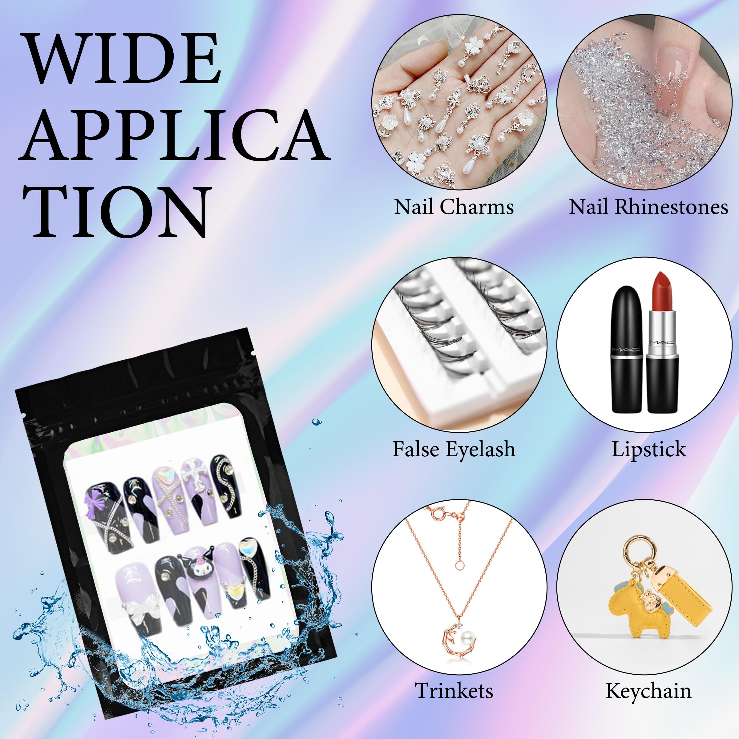 Qenk bag with press-on nails visible through transparent front for quick inspection