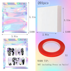 Qenk white cardstock sheets stacked neatly for professional nail displays