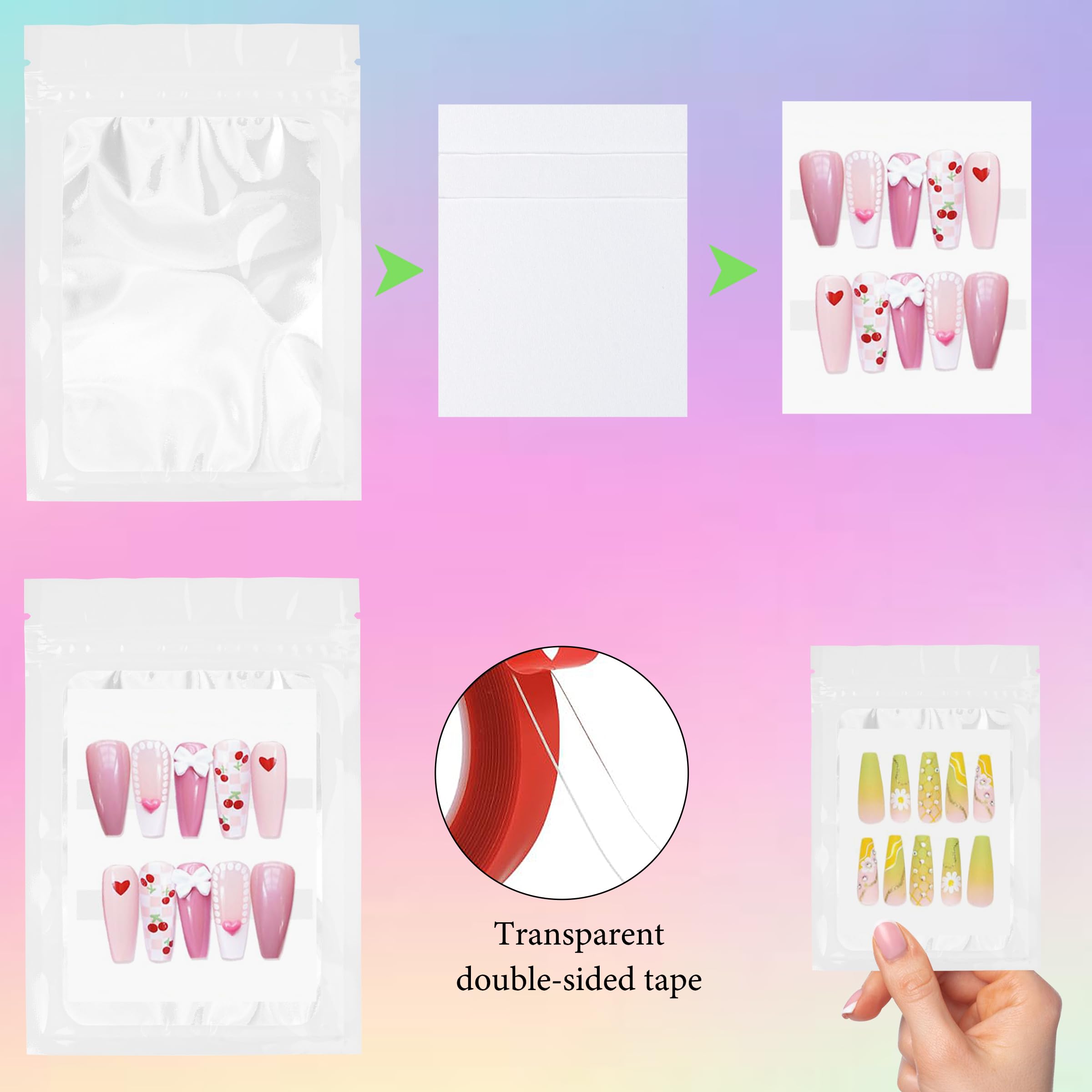 Qenk clear double-sided tape roll for neat secure sealing