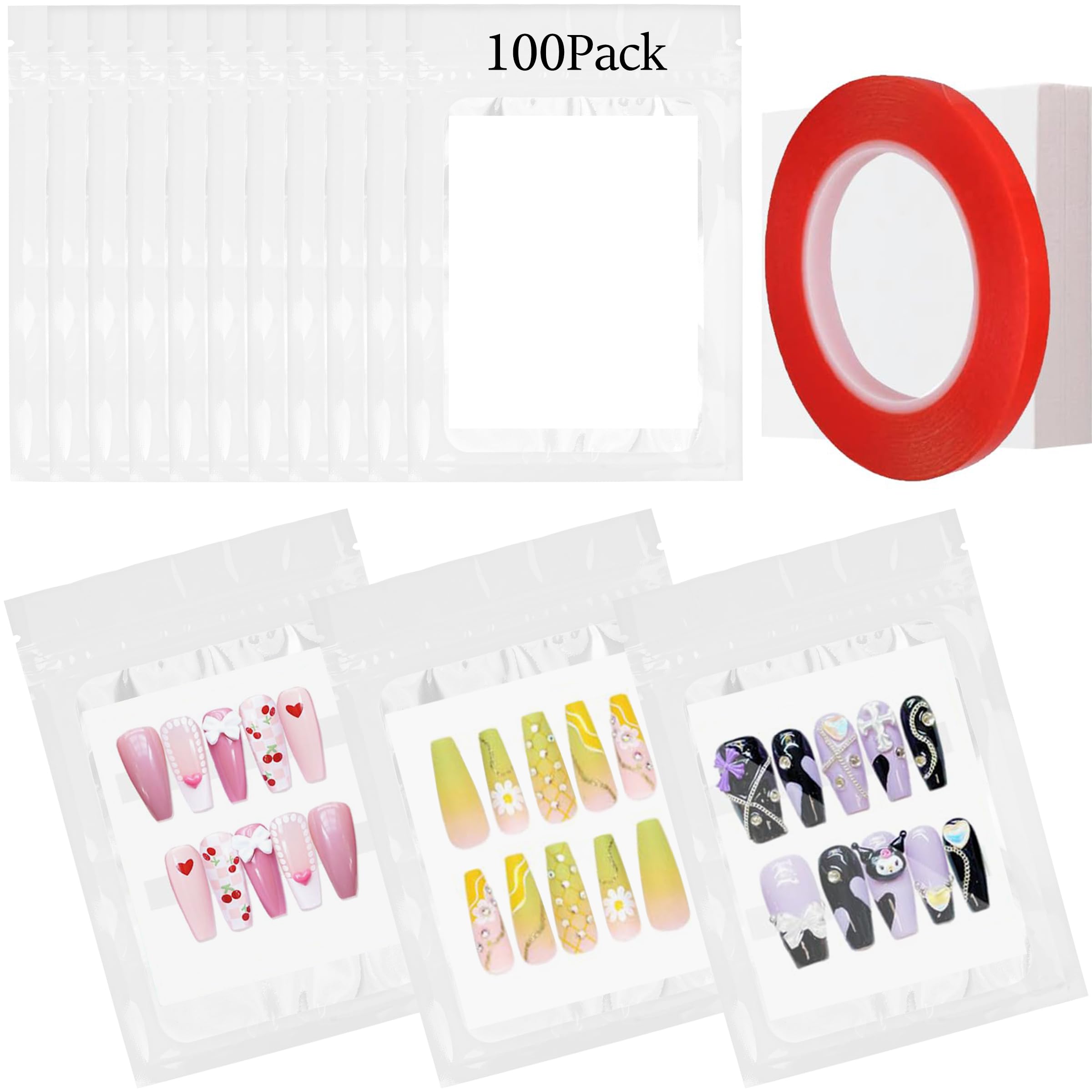 Qenk holographic bag front showcasing vibrant nails and visual appeal