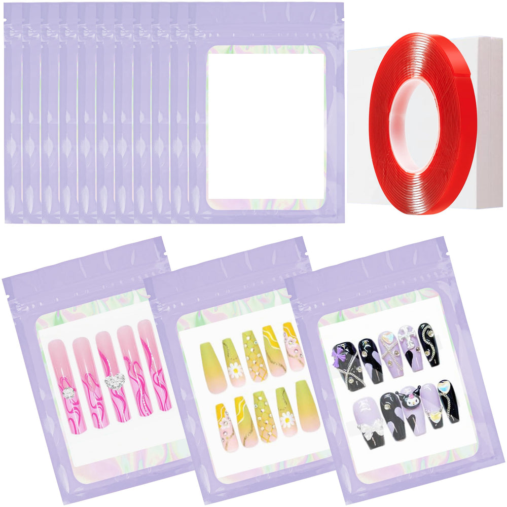 Qenk holographic zip bag front showing reflective finish and clear window benefit