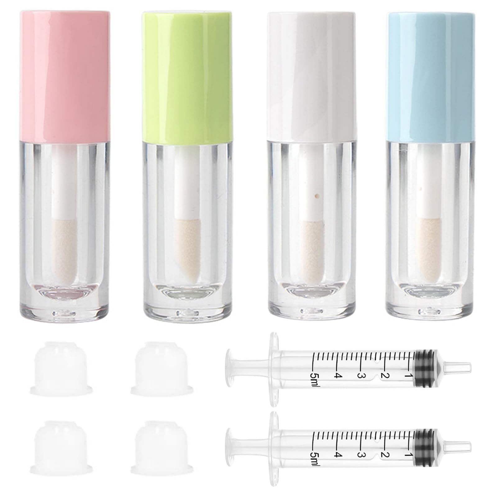 Qeuly clear lip gloss tubes front view showing compact design and convenience