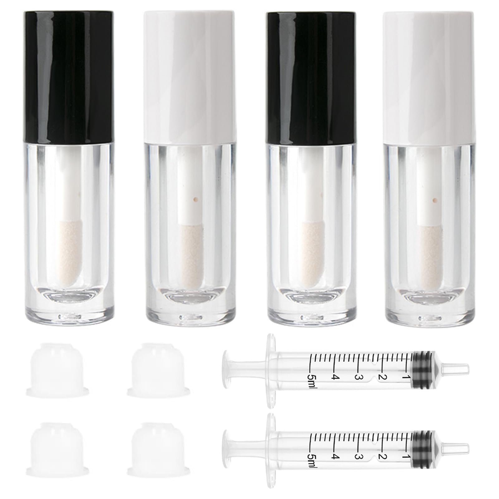 Qeuly clear tube pack front view showing compact 6ml containers and caps for easy storage