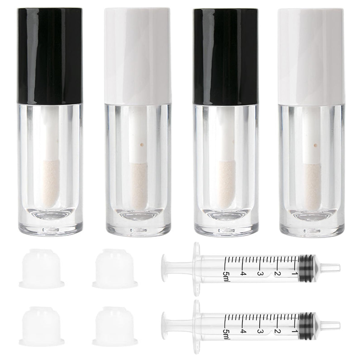 Qeuly clear tube pack front view showing compact 6ml containers and caps for easy storage
