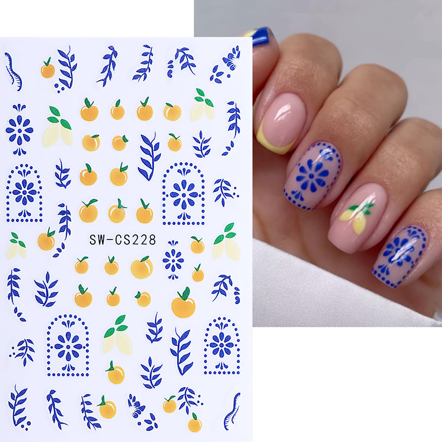 QEYRIYI lifestyle shot of summer manicure highlighting playful fruit accents