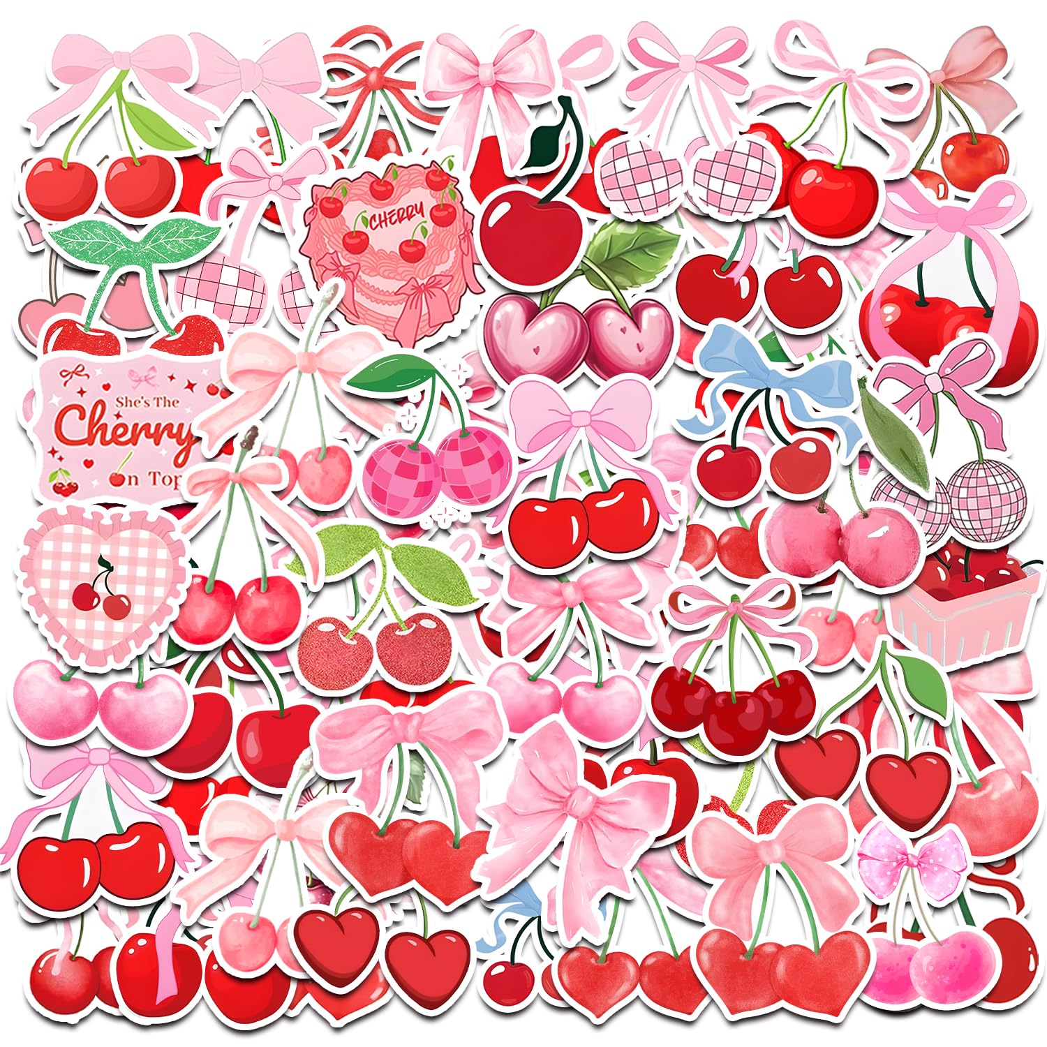 qhqqwzxqc front package view showing colorful cherry stickers, perfect for party décor