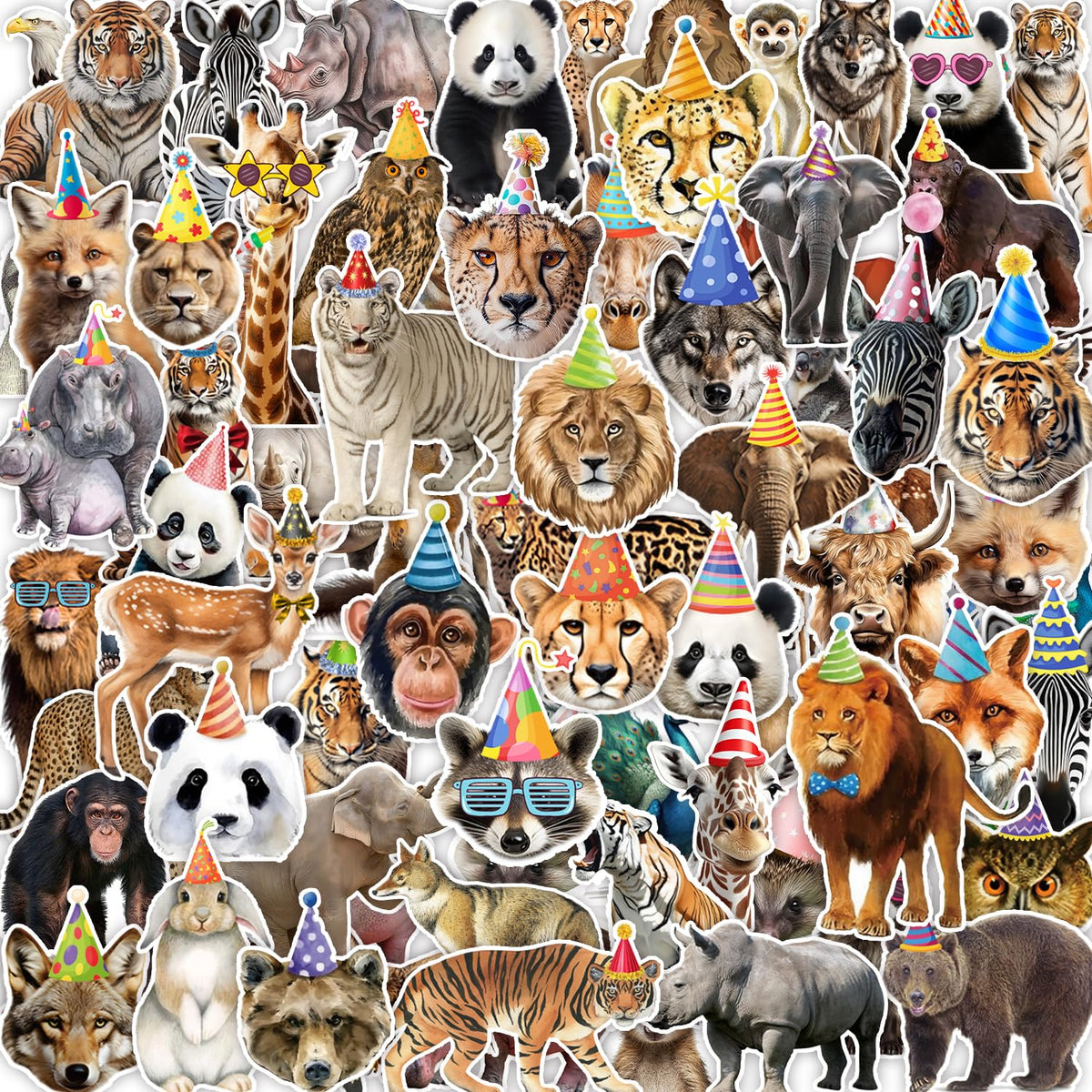 qhqqwzxqc front packaging showing 100 safari stickers for party sets