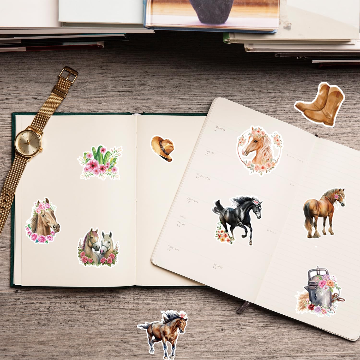 qhqqwzxqc layout of varied horse and cowgirl sticker designs for selection
