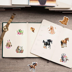 qhqqwzxqc layout of varied horse and cowgirl sticker designs for selection