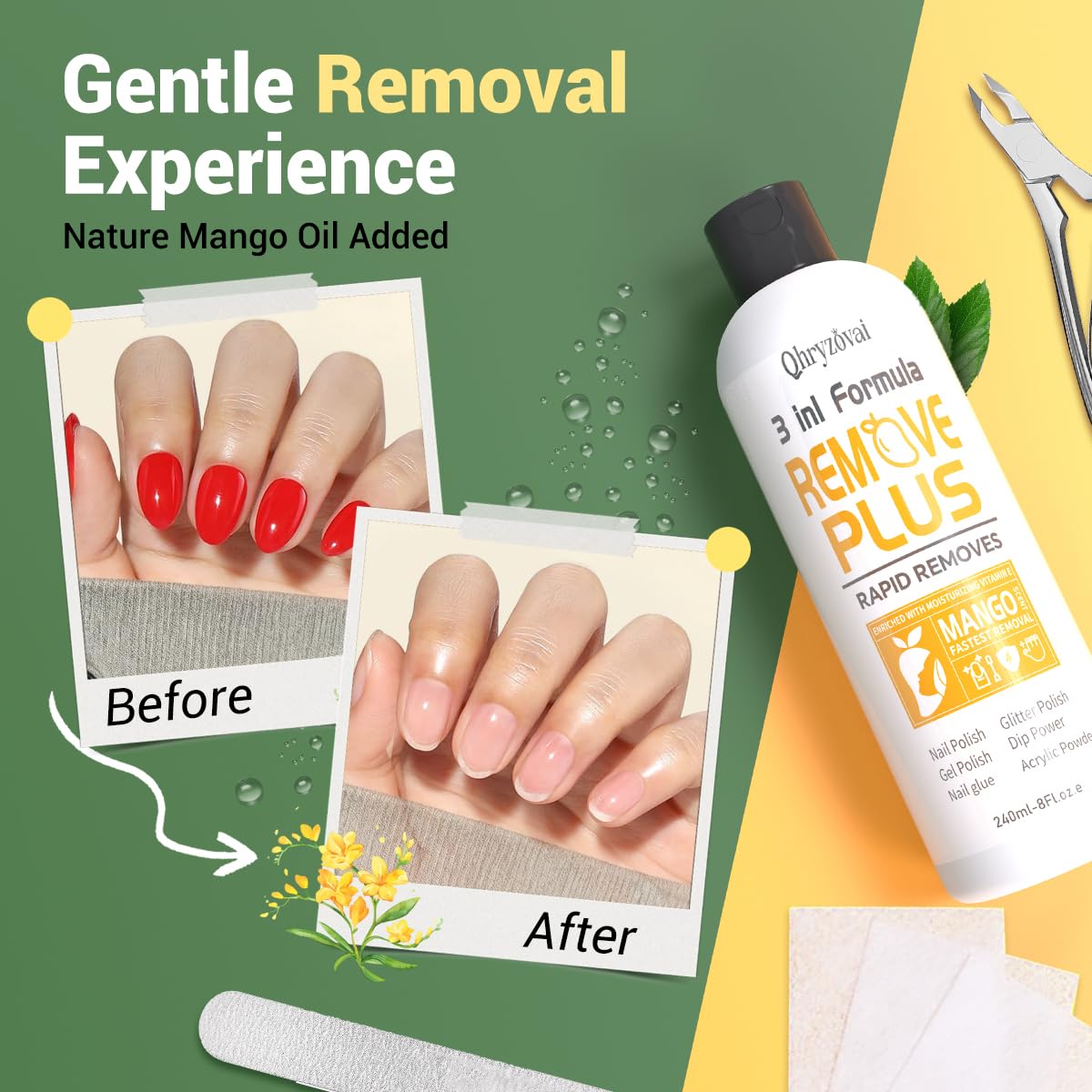 Qhryzoval close-up label highlighting acetone strength and mango oil