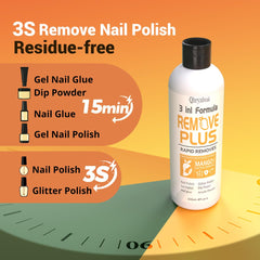 Qhryzoval pouring action into cotton pad for fast polish removal