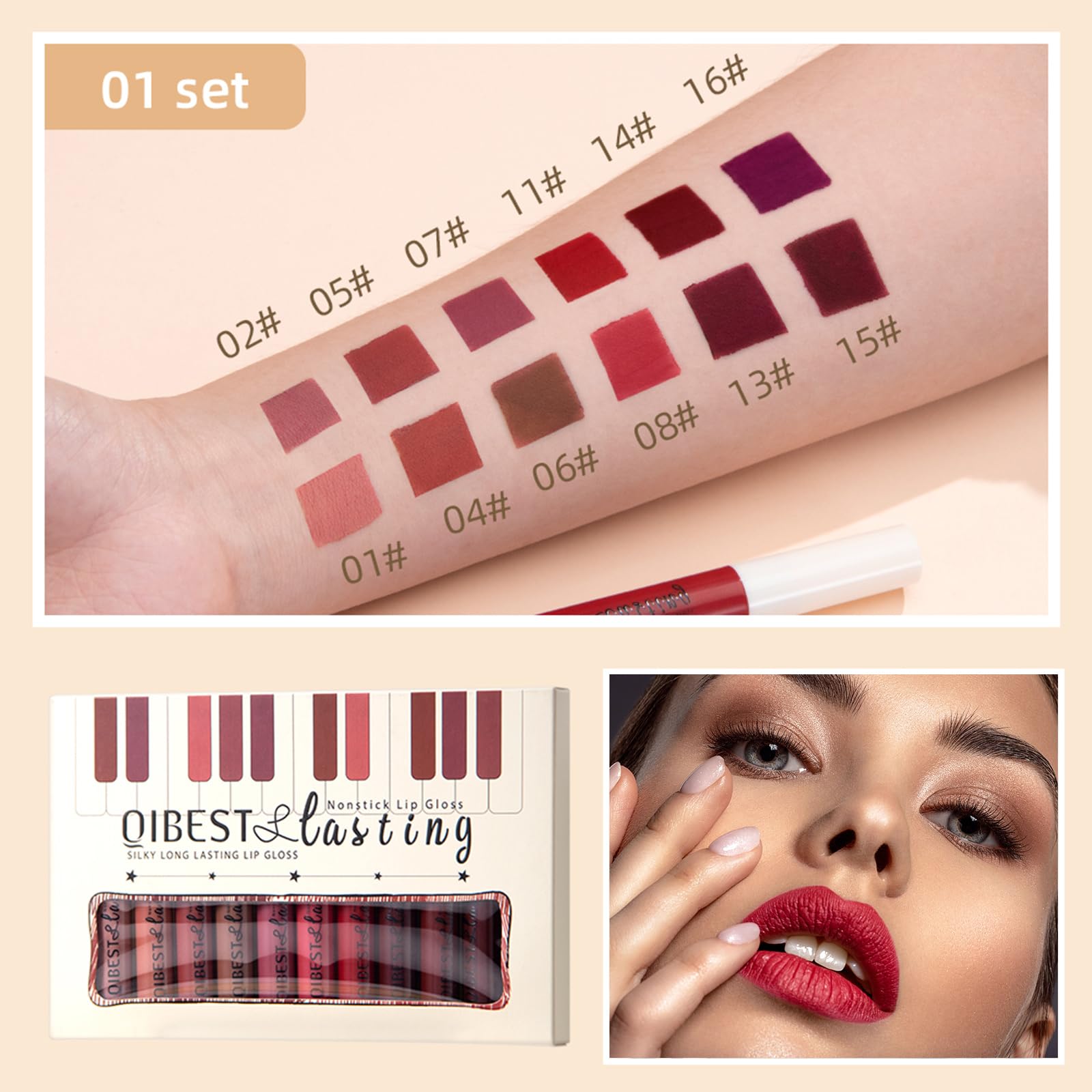 QiBest wand applicator close-up showing smooth texture for precise, even application benefit