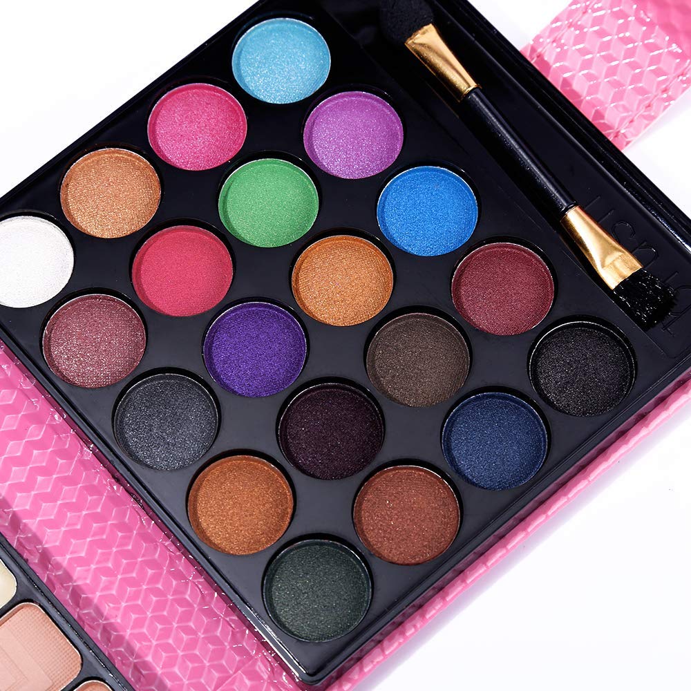 QiBest blushers and powders arranged to show rosy and bronze finishing options