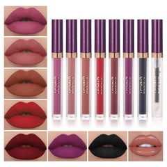 QiBest front packaging showing seven matte liquid lipsticks and plumper, convenient set