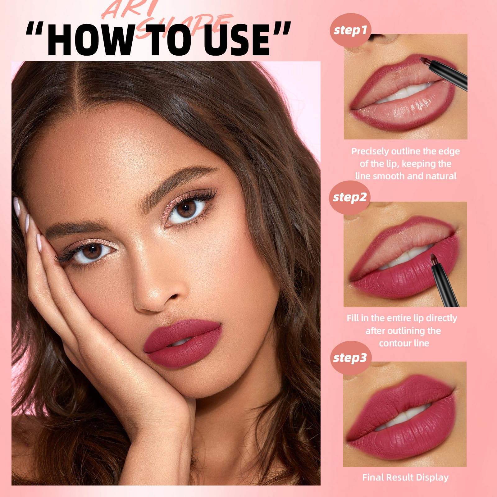 QiBest application on lips demonstrating seamless coverage and contouring benefit