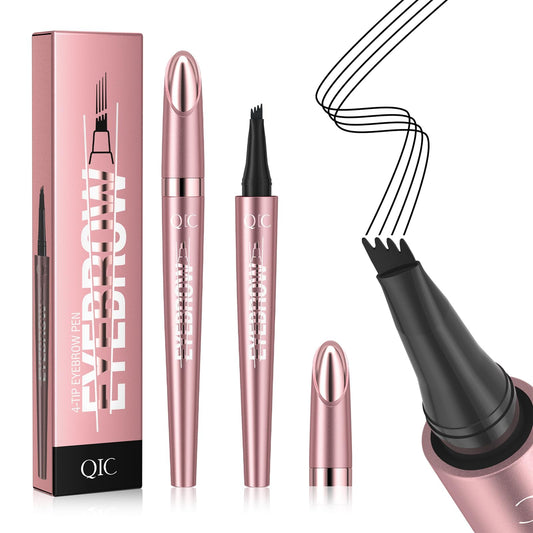 QIC 4-tip pen front view showing compact travel-ready shape and precise tip