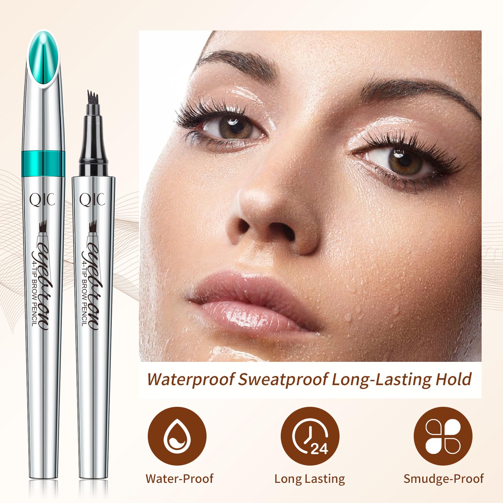 QIC brow light brown stroke detail demonstrating natural-looking definition
