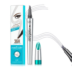QIC eyebrow pencil front packaging showing product and shade Gray-05 benefit natural finish