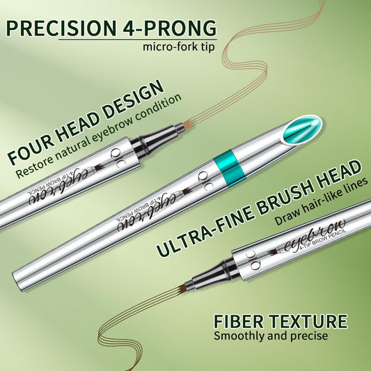 QIC eyebrow pen quad-tip closeup revealing micro tips for precise hair-like strokes