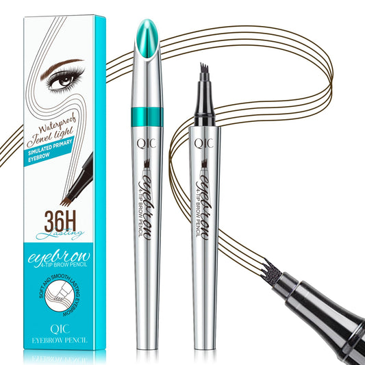 QIC eyebrow pencil front packaging shows color and benefits